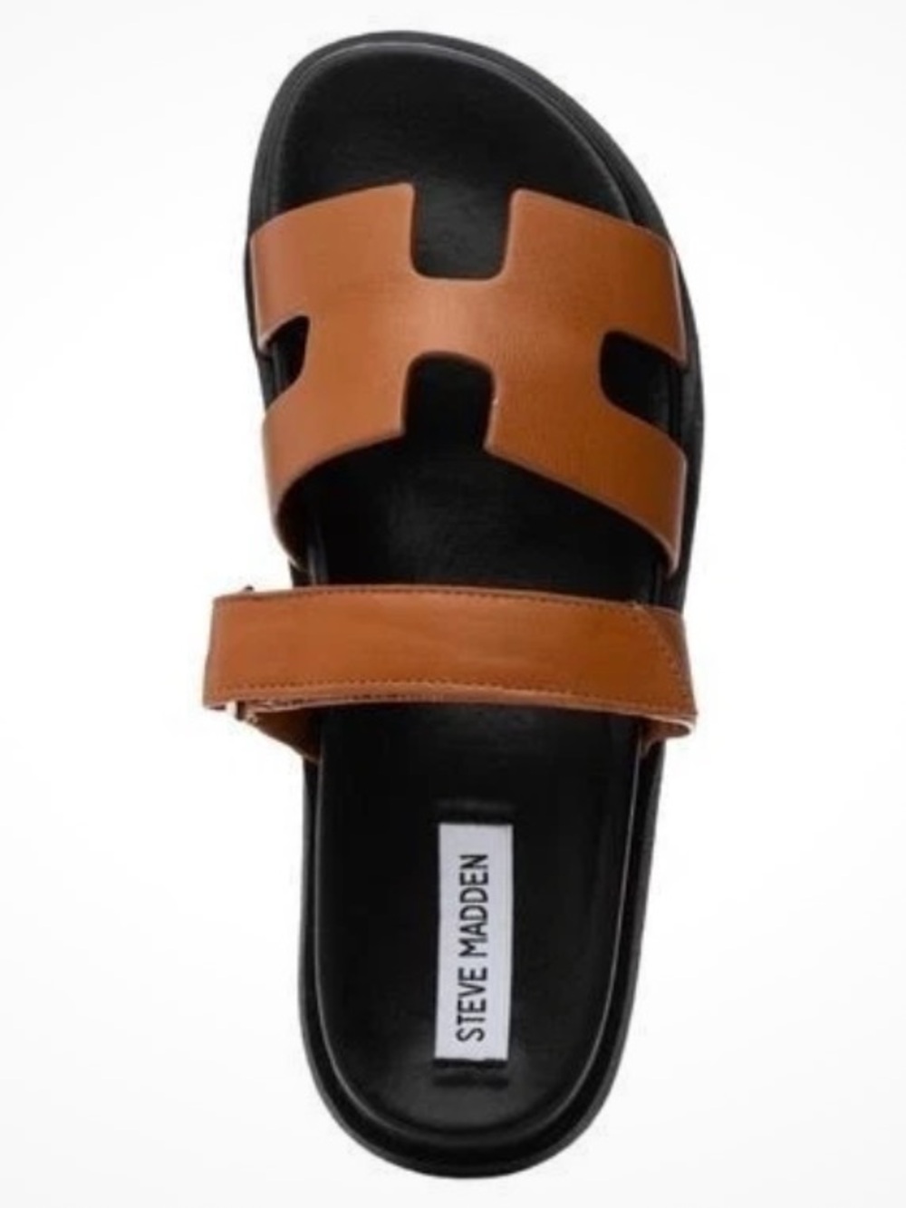 Steve Madden Mayven Sandal in the color Cognac Leather.